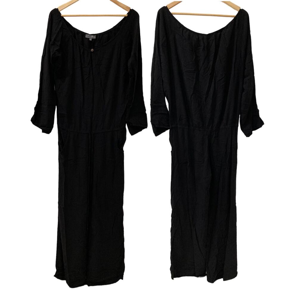Tysa Black 3/4 Sleeve Wide Leg Jumpsuit Size 1 (Small) (damaged)